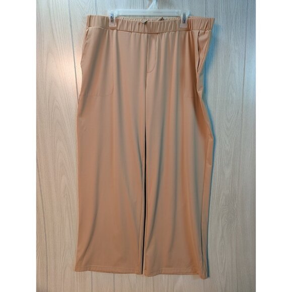 ZYIA Pants - Women Zyia Active Khaki Stretch Pull on Wide Leg Work Flow Pants Size XXL